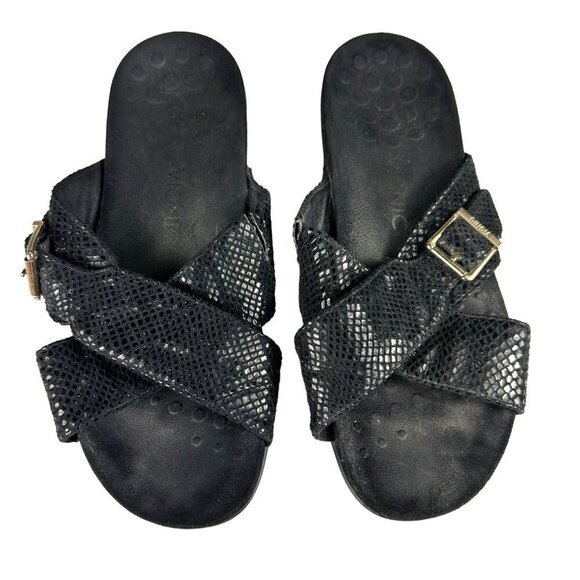 Vionic Black Sandals With Crossed Straps Size 10 - Picture 1 of 8